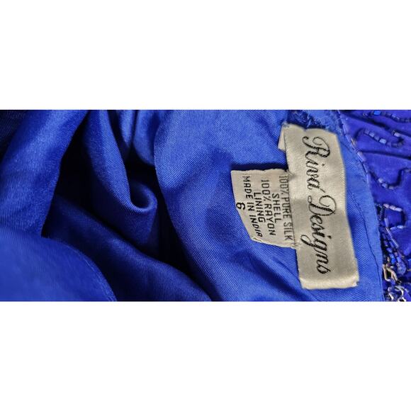 NWT Riva Designs 100% Silk Royal Blue Beaded‎ Backless Gown Dress 10 12 14 16 - Picture 9 of 9